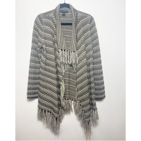 INC International Concepts Brown Tweed Fringe Open Cardigan Size Large - Picture 7 of 8